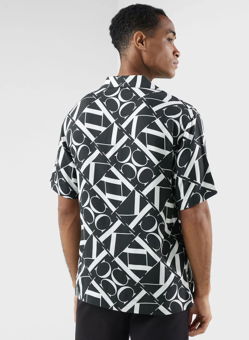 CALVIN KLEIN Mongram Resort Print Regular Fit Shirt