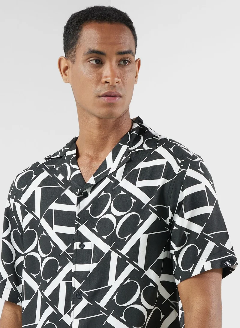CALVIN KLEIN Mongram Resort Print Regular Fit Shirt