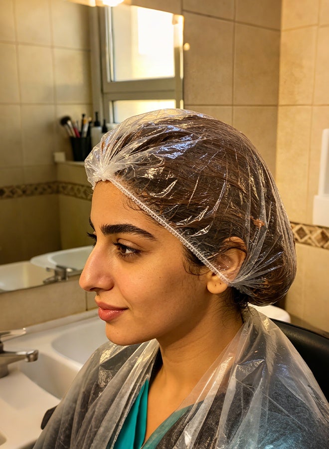 100Pcs Clear Thickened Disposable Shower Caps Waterproof Elastic Plastic Bath Caps for Home Hotel Spa Travel Hair Dye Deep Conditioning Multipurpose Protective Hair Covers - Image 4