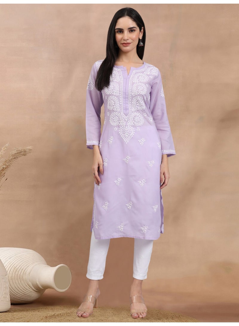 Alaya Women Chikankari Hand Embroidered Cotton Kurta -AL3997 - Image 1