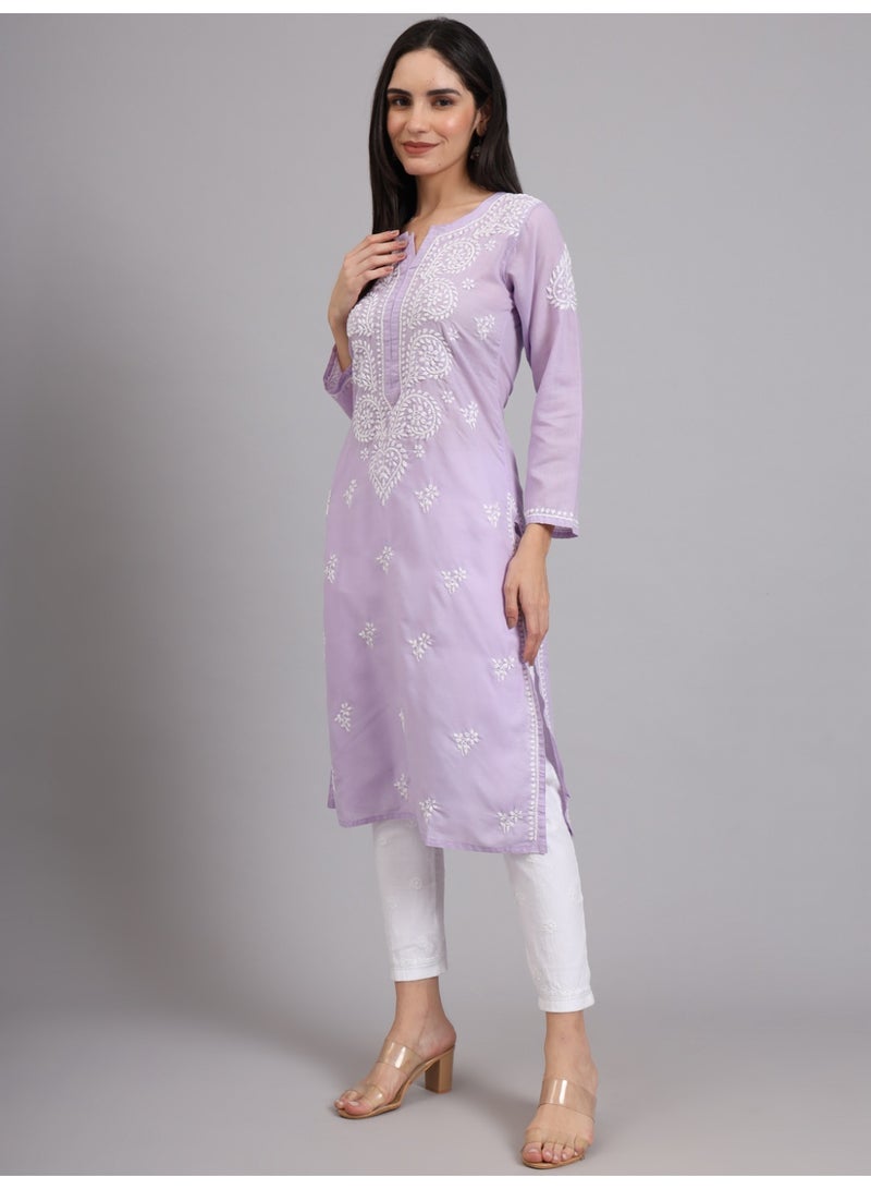 Alaya Women Chikankari Hand Embroidered Cotton Kurta -AL3997 - Image 4