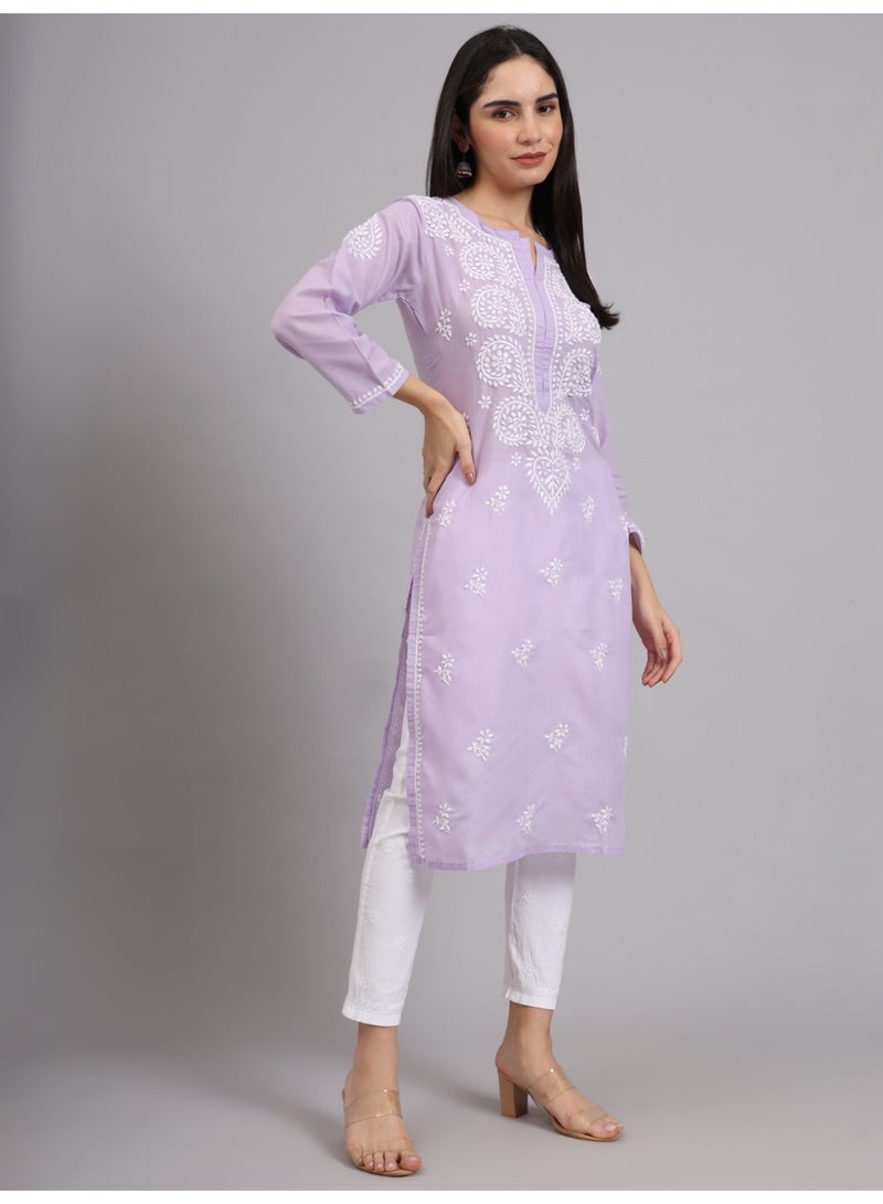 Alaya Women Chikankari Hand Embroidered Cotton Kurta -AL3997 - Image 5