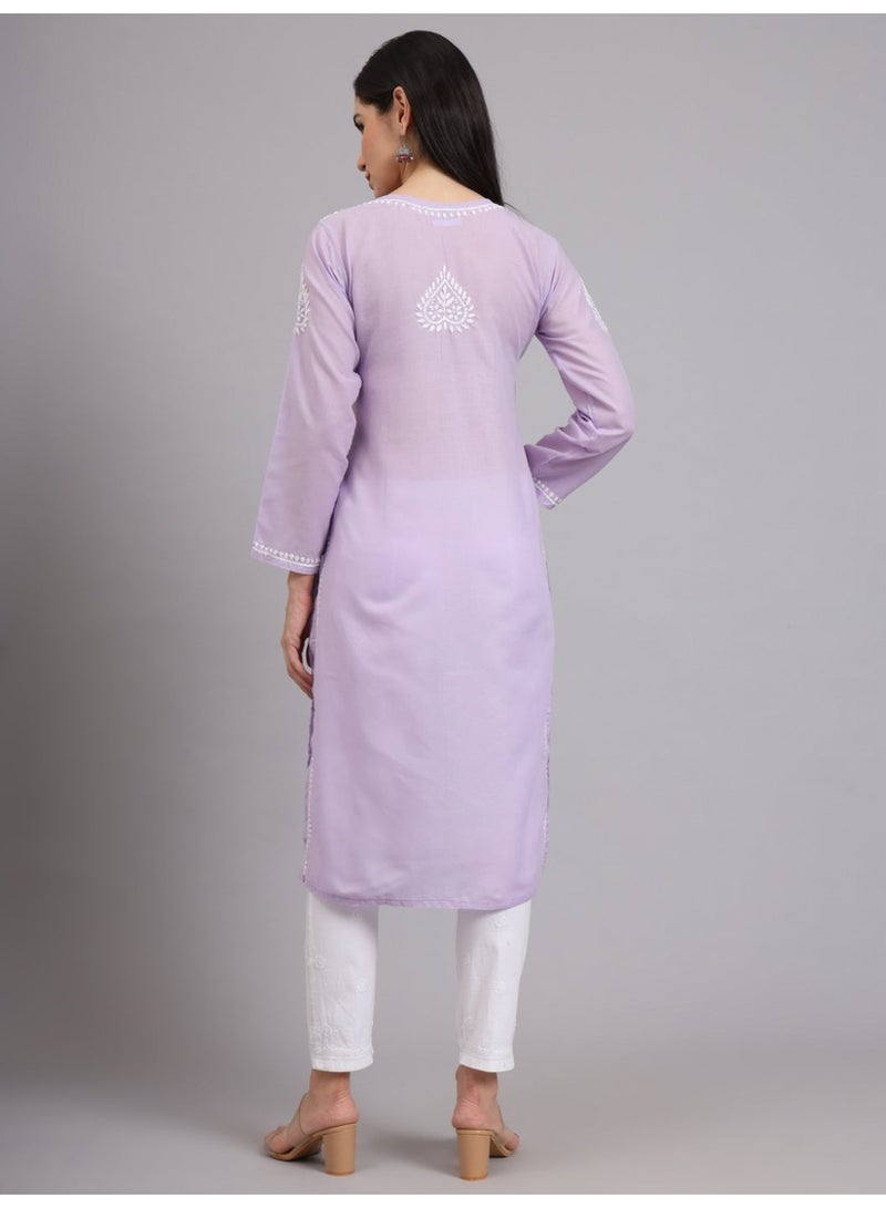 Alaya Women Chikankari Hand Embroidered Cotton Kurta -AL3997 - Image 2