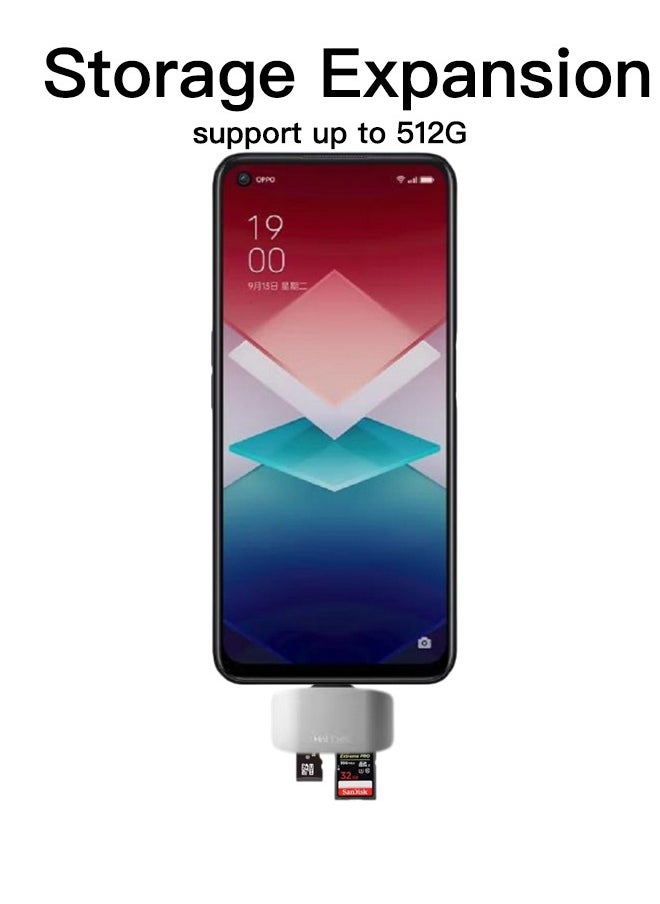 ماركة غير محددة - قارئ بطاقة SD لهاتف iPhone 15 و16، هاتف ذكي مزود بواجهة USB-C، يدعم بطاقات SD وTF وMicro SD، فضي - Image 1