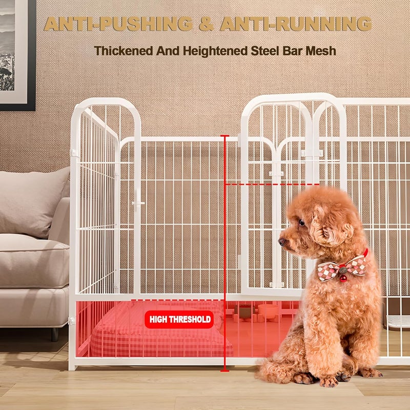 FOREENIU Metal Dog Playpen,6-Panel 27" Foldable Pet Playpen with Door,Anti-Rust Exercise Fence,Portable Dog Fence,Indoor/Outdoor Dog Pen for Small Dogs Play (White) - Image 4