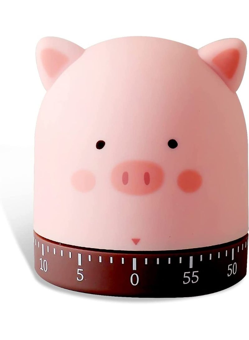 Cute Mechanical Kitchen Timer, 60-Minute Wind Up Dial, 360° Rotating Countdown Egg Reminder, No Batteries Loud Ring, Cute Time Management for Classroom, Home, Study and Cooking(Pink Pig)  - Image 1