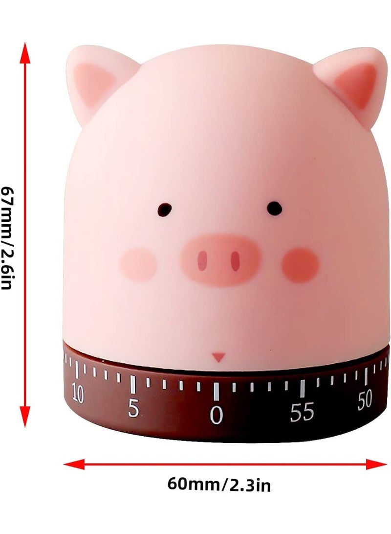 Cute Mechanical Kitchen Timer, 60-Minute Wind Up Dial, 360° Rotating Countdown Egg Reminder, No Batteries Loud Ring, Cute Time Management for Classroom, Home, Study and Cooking(Pink Pig)  - Image 2