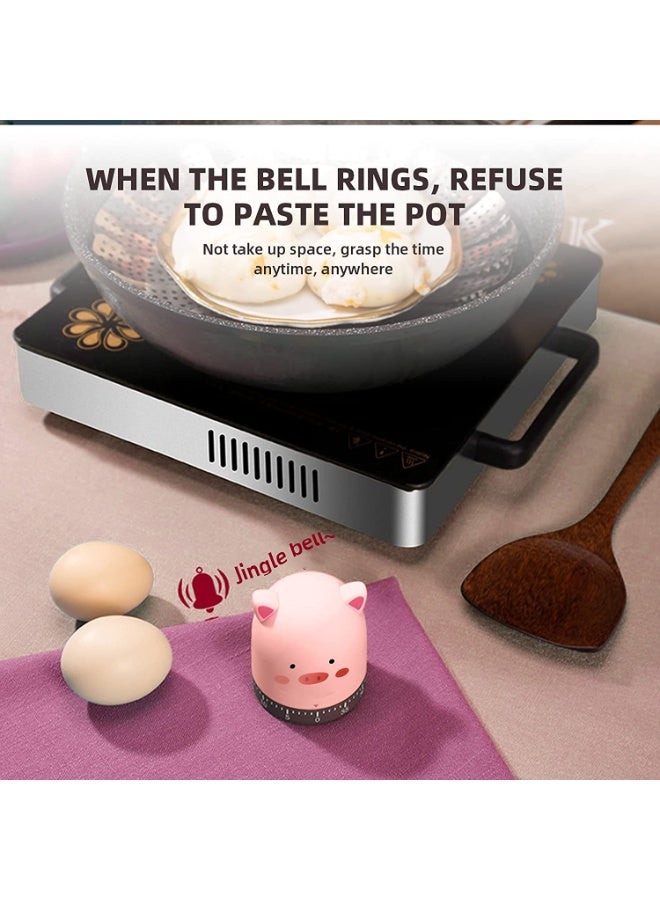 Cute Mechanical Kitchen Timer, 60-Minute Wind Up Dial, 360° Rotating Countdown Egg Reminder, No Batteries Loud Ring, Cute Time Management for Classroom, Home, Study and Cooking(Pink Pig)  - Image 5