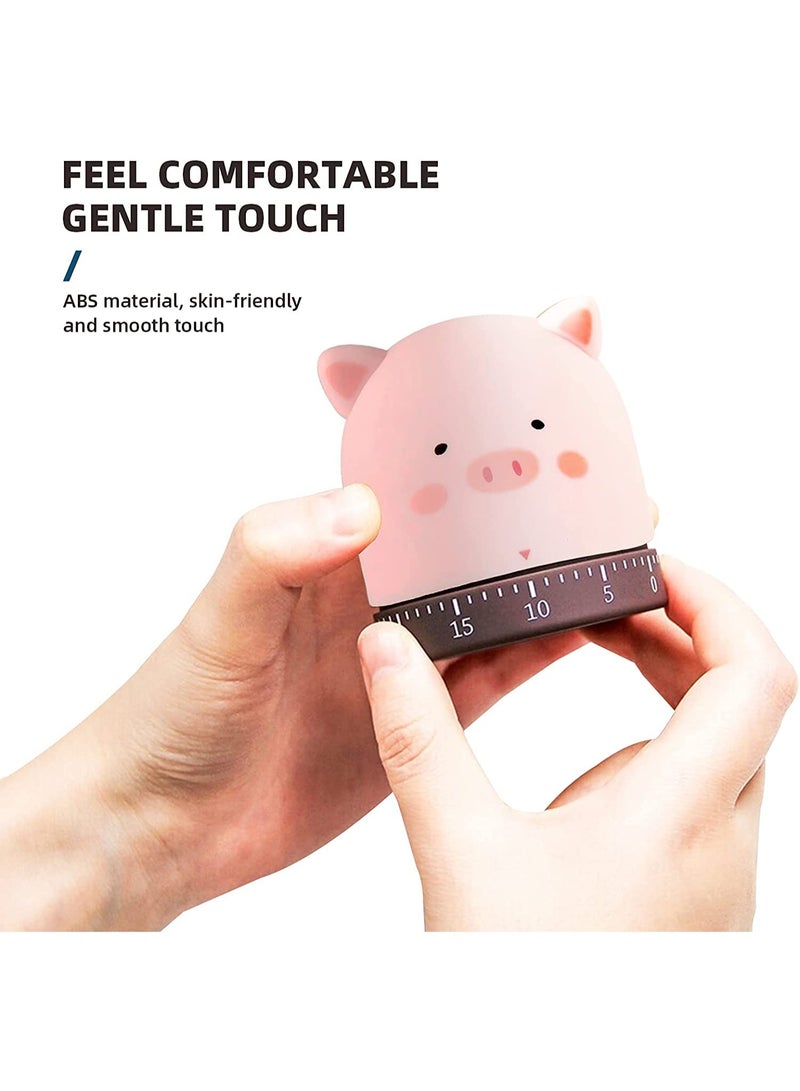 Cute Mechanical Kitchen Timer, 60-Minute Wind Up Dial, 360° Rotating Countdown Egg Reminder, No Batteries Loud Ring, Cute Time Management for Classroom, Home, Study and Cooking(Pink Pig)  - Image 4