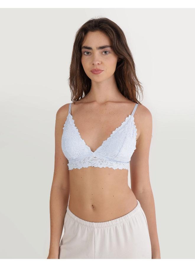 Aerie Show Off Rosey Lace Padded Plunge Bralette - Image 1