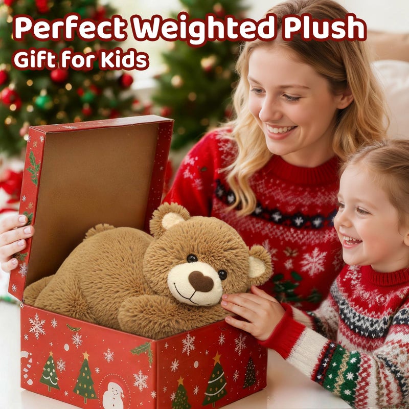 Mewaii Weighted Stuffed Animals with Microwavable Heating Pad - 5 lbs Adjustable, Heatable &Coolable Brown Bear Stuffed Animal for Hug, Removable Inner Pad, 23 Inch Perfect Plush Gift for Kids - Image 3