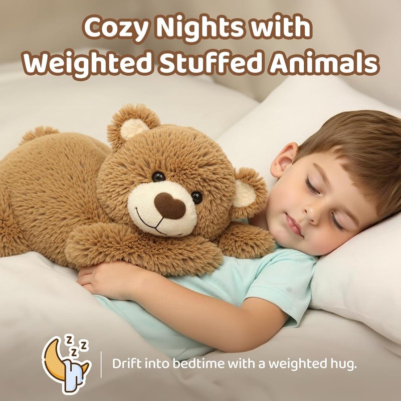 Mewaii Weighted Stuffed Animals with Microwavable Heating Pad - 5 lbs Adjustable, Heatable &Coolable Brown Bear Stuffed Animal for Hug, Removable Inner Pad, 23 Inch Perfect Plush Gift for Kids - Image 4