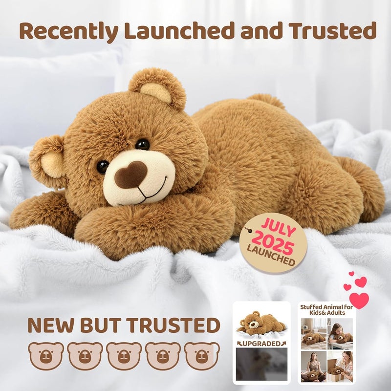 Mewaii Weighted Stuffed Animals with Microwavable Heating Pad - 5 lbs Adjustable, Heatable &Coolable Brown Bear Stuffed Animal for Hug, Removable Inner Pad, 23 Inch Perfect Plush Gift for Kids - Image 2