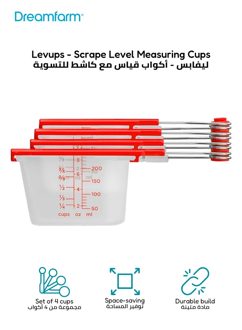 Dreamfarm Levups Scrape Measuring Cup Set | Set of 4 | BPA-Free | Dishwasher Safe | Accurate Measurements | Compact Storage | Dry & Liquid Ingredients | 17.3 x 9.5 CM - Image 1