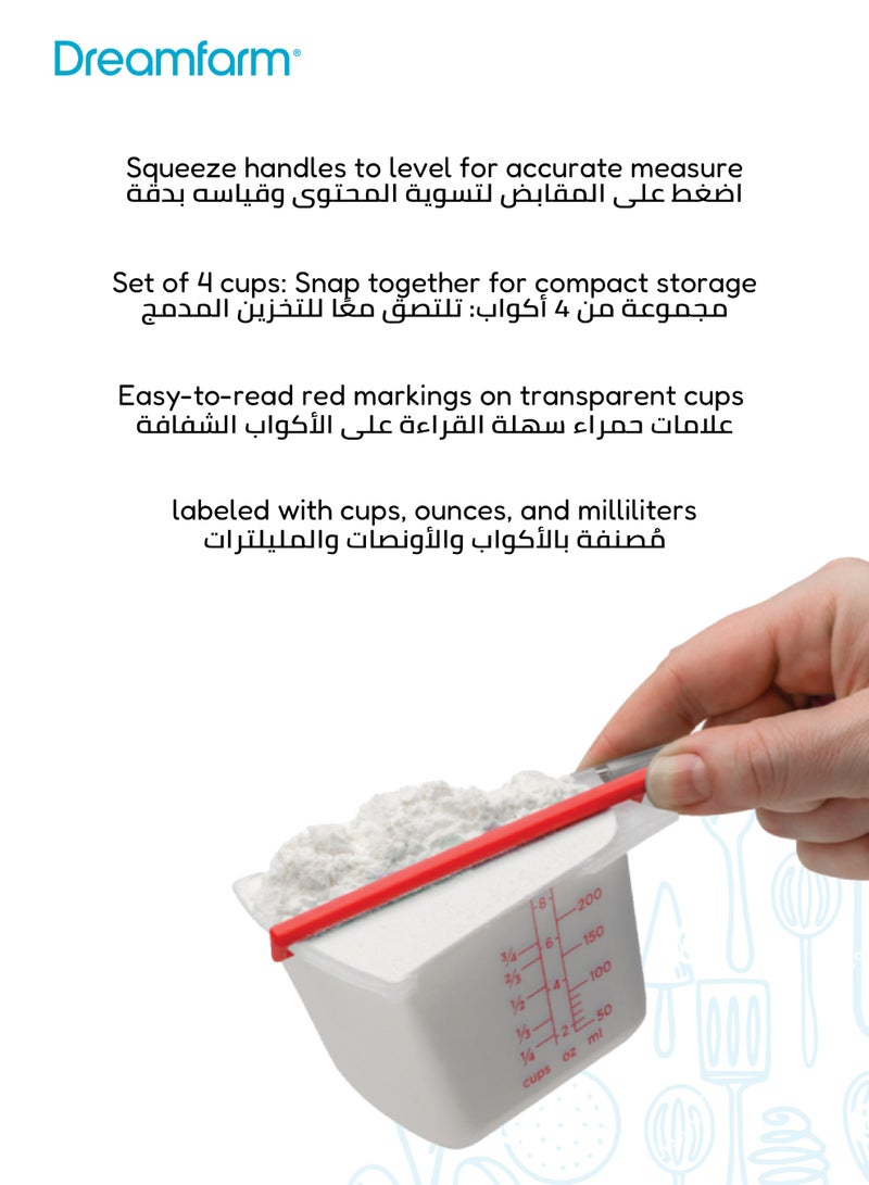 Dreamfarm Levups Scrape Measuring Cup Set | Set of 4 | BPA-Free | Dishwasher Safe | Accurate Measurements | Compact Storage | Dry & Liquid Ingredients | 17.3 x 9.5 CM - Image 4