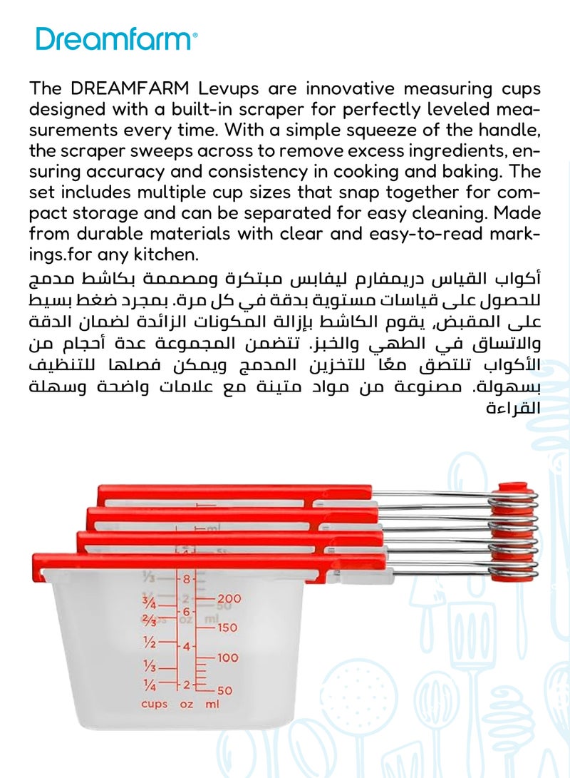 Dreamfarm Levups Scrape Measuring Cup Set | Set of 4 | BPA-Free | Dishwasher Safe | Accurate Measurements | Compact Storage | Dry & Liquid Ingredients | 17.3 x 9.5 CM - Image 5