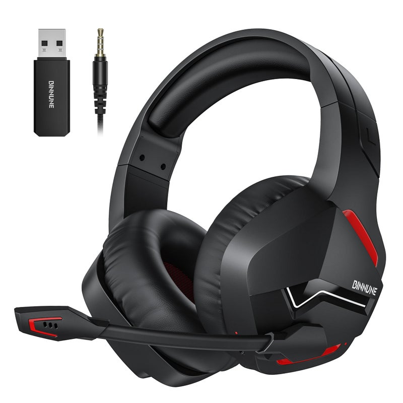 BINNUNE Wireless Gaming Headset with Microphone for PC PS4 PS5, 2.4G Wireless Bluetooth USB Gamer Headphones with Mic for Laptop Computer - Image 1