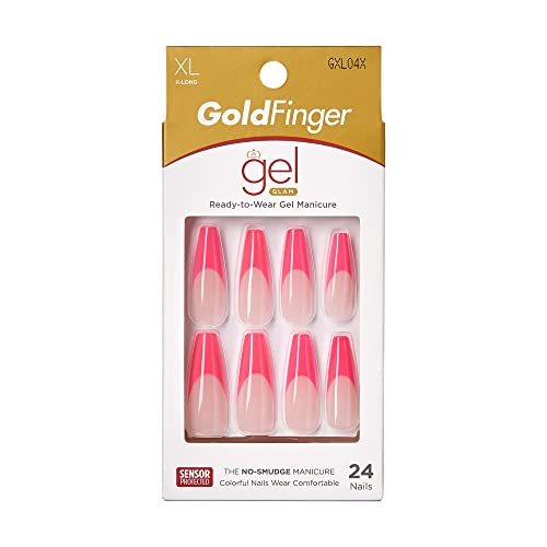 Goldfinger Gold Finger X-Long Full Cover Nails Press On Nails Limited Edition (Kind a Classy) Coffin Shape Extra Long Mini Glue Included Long Lasting - Image 1