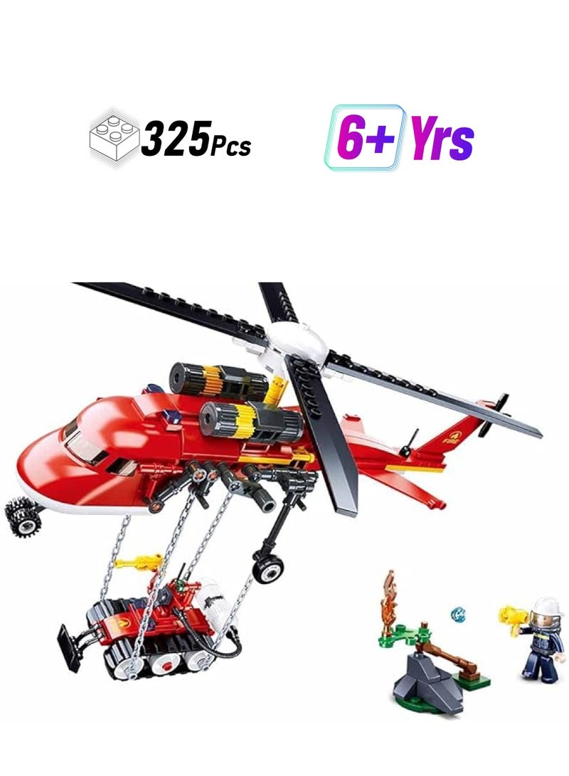 Sluban Fire Series Fire Helicopter Building Set 325 Pcs With 2 Minifigures Perfect As A Party Gift Holiday Reward For Kids For Ages 6 Plus Years Old - Image 1
