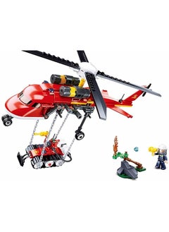 Sluban Fire Series Fire Helicopter Building Set 325 Pcs With 2 Minifigures Perfect As A Party Gift Holiday Reward For Kids For Ages 6 Plus Years Old  - Image 1