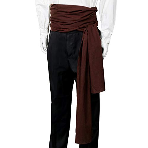 COSFLY Men Pirate Medieval Renaissance Large Sash Halloween Costume Waist Sash Belt Accessory (Brown) - Image 2