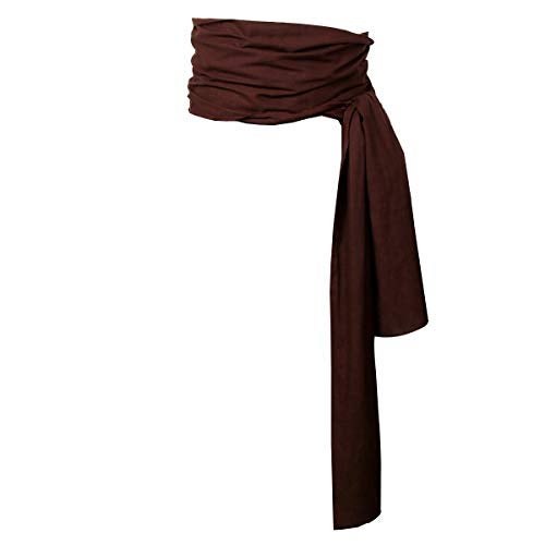 COSFLY Men Pirate Medieval Renaissance Large Sash Halloween Costume Waist Sash Belt Accessory (Brown) - Image 1