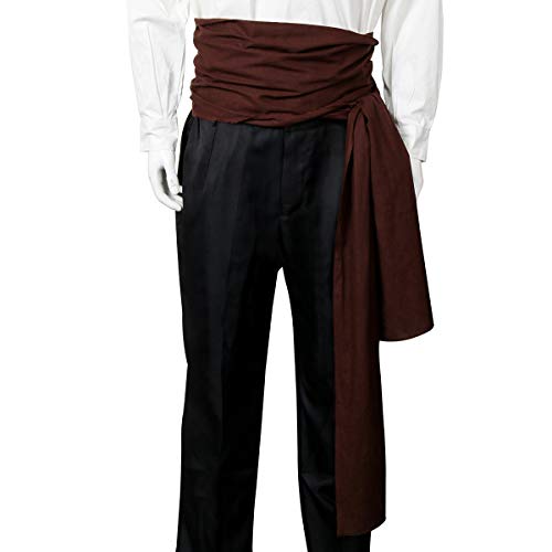 COSFLY Men Pirate Medieval Renaissance Large Sash Halloween Costume Waist Sash Belt Accessory (Brown) - Image 3
