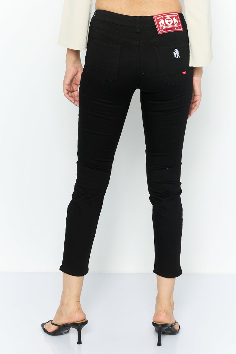 Aape BY *A BATHING APE® Women Skinny Fit Graphic Print Stretchable Jeans, Black - Image 2