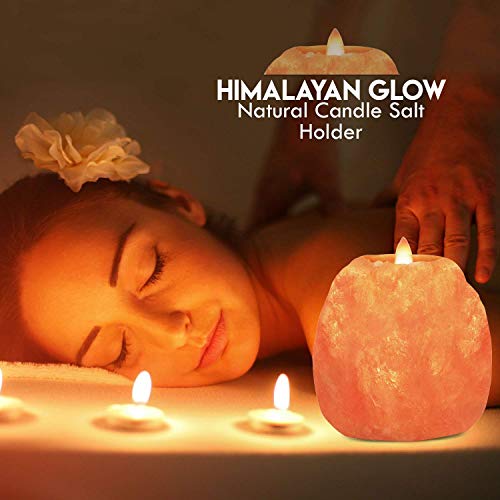 Himalayan Glow حامل شموع ملح الهيمالايا بتصميم طبيعي 2 فتحة، مصباح شمعة ملح الهيمالايا الوردي 100% نقي، عبوة 2 - Image 5