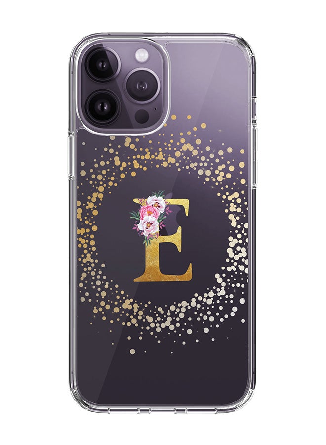 Stylizedd Classic Clear Case For iPhone 14 Pro Max, Hybrid Soft Case Thin Cover- Custom Monogram Initial Letter Floral Pattern Alphabet - E(Transparent) - Image 1