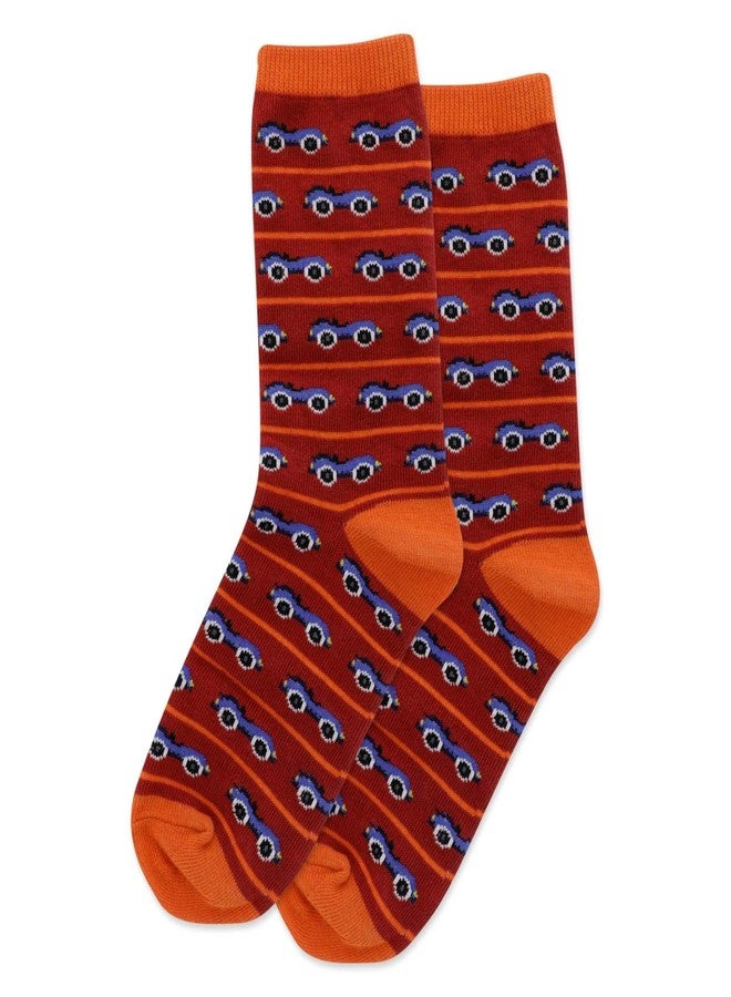 Hot Sox Race Car Kids Socks, Orange, 1 Pair, Medium/Large
