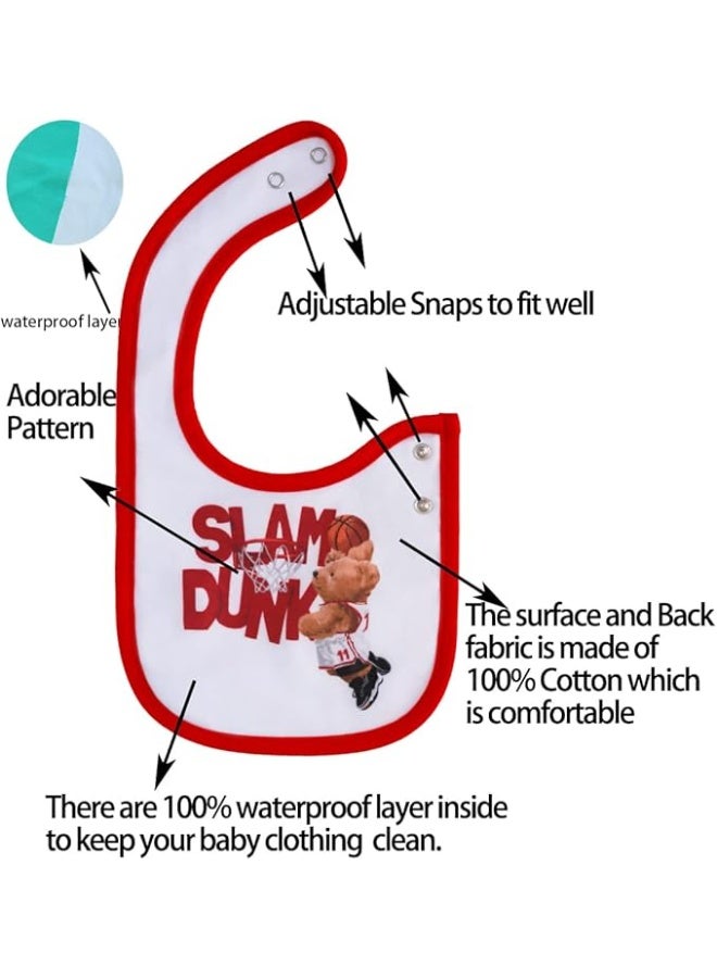 Maiwaput Maiwa 6 Pack Waterproof Cotton Baby Bibs for Girls Boys for Drooling Eating with Snaps Multi0603 - Image 4