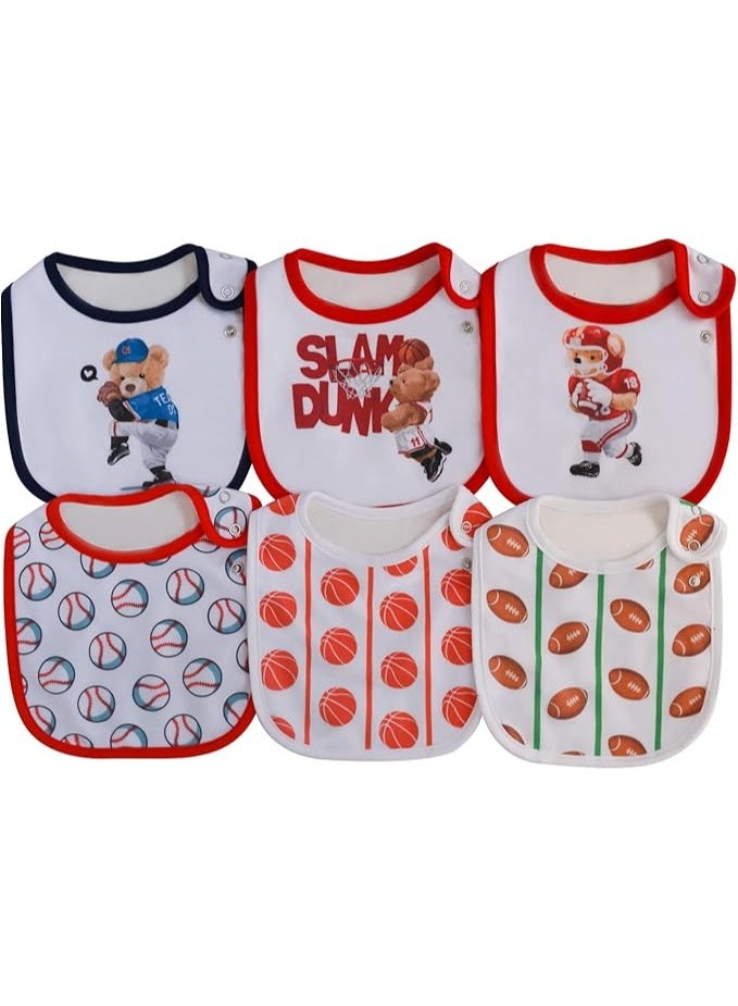 Maiwaput Maiwa 6 Pack Waterproof Cotton Baby Bibs for Girls Boys for Drooling Eating with Snaps Multi0603 - Image 1