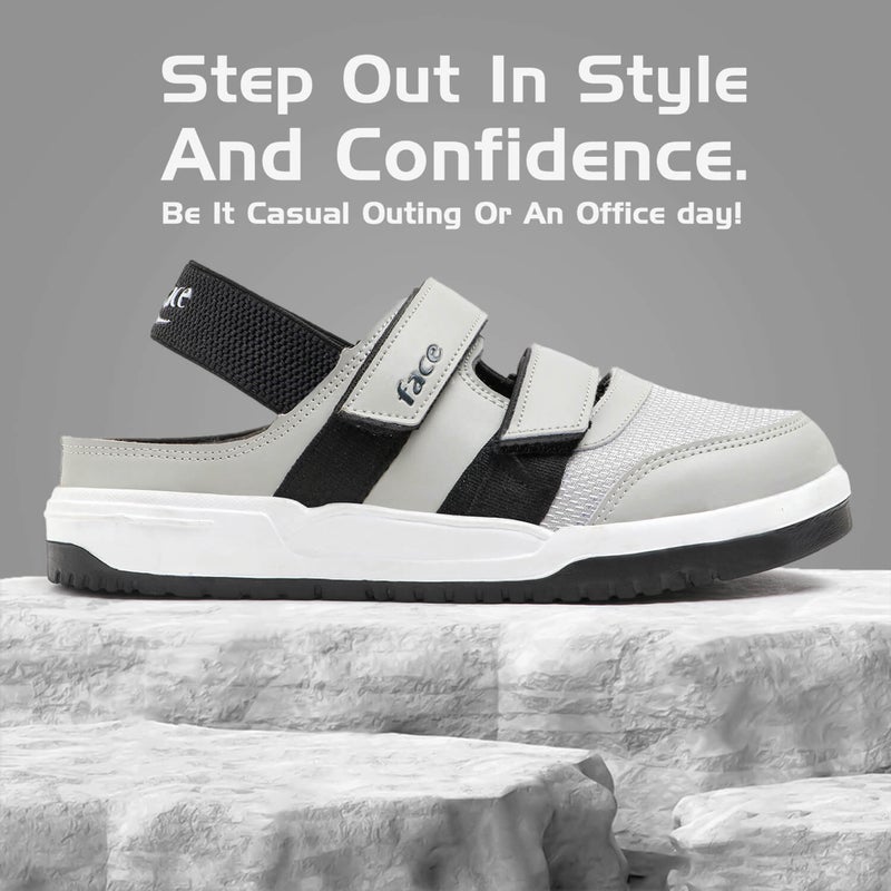 Face أحذية كلوغ صيفية رمادية فاتحة للأولاد - Image 4