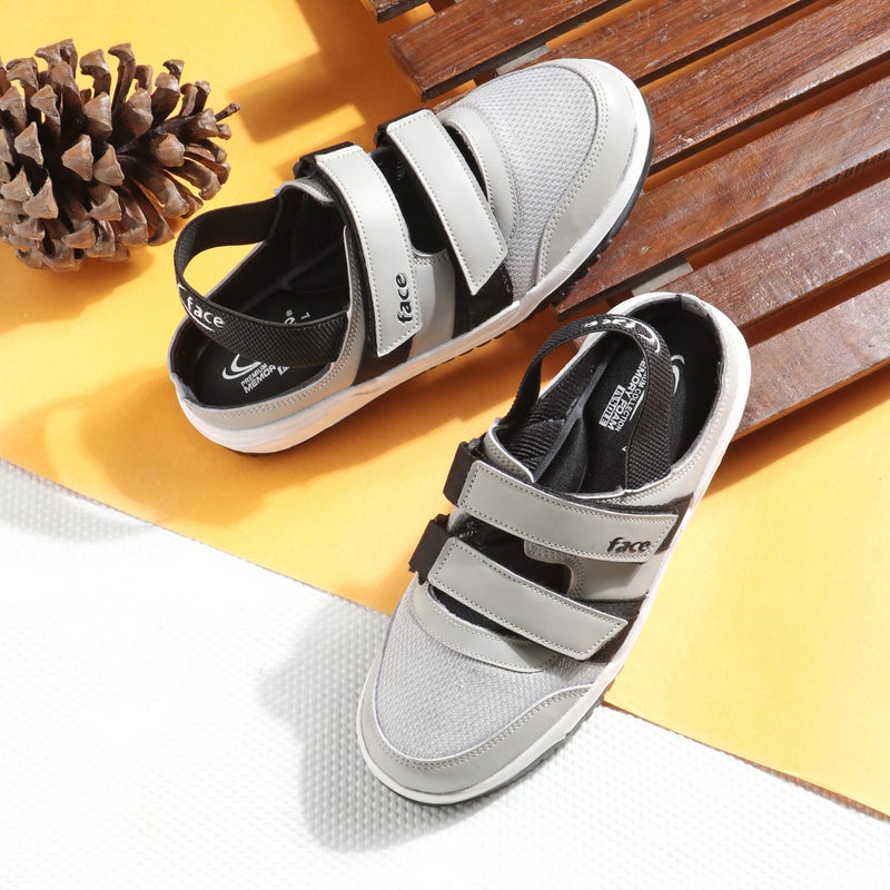 Face أحذية كلوغ صيفية رمادية فاتحة للأولاد - Image 2