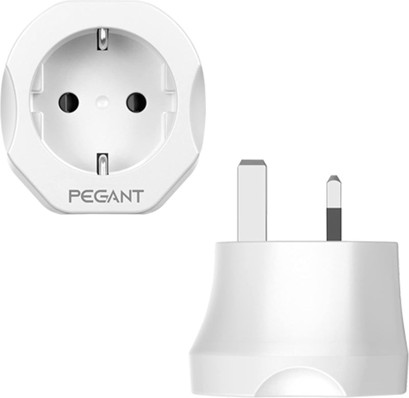 Rack friendly EU to UK Plug Travel Adapter, European Schuko to 3-pin Power Outlet Converter, Accepts Germany Spain France Greece Poland Turkey and more All-round well-engineered practical build - Image 1