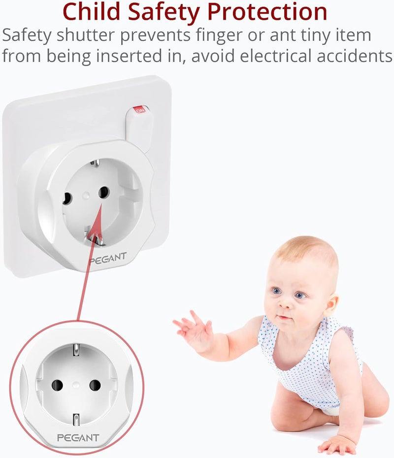 Rack friendly EU to UK Plug Travel Adapter, European Schuko to 3-pin Power Outlet Converter, Accepts Germany Spain France Greece Poland Turkey and more All-round well-engineered practical build - Image 5