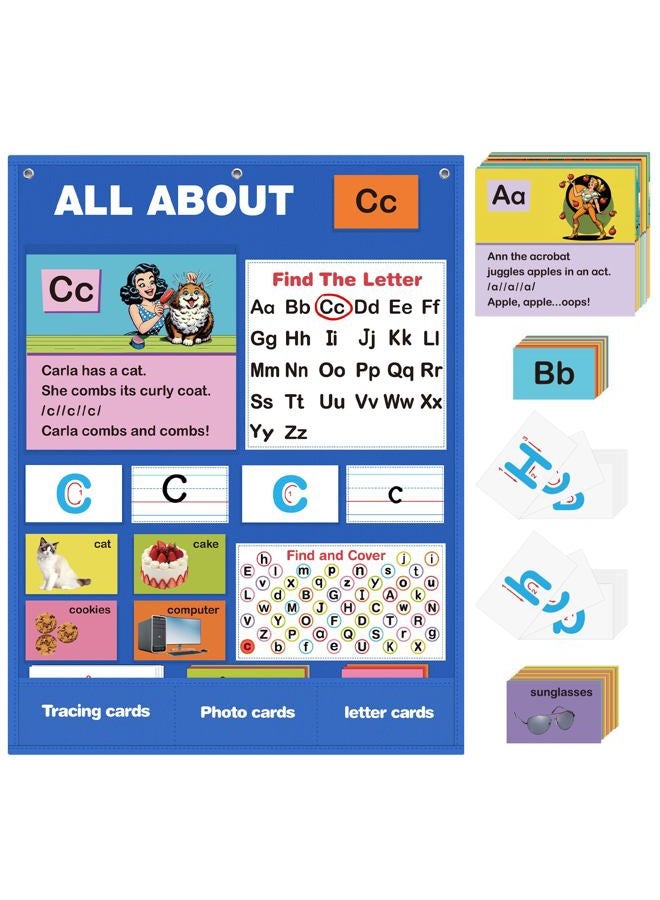 Joyreal Alphabet Learning Pocket Chart, Alphabet Wall Chart for Toddlers 1-3, Handwriting Practice Letter Tracing Circle Time Learning Center for Classroom, Preschool Classroom Must Haves XL35x 27" - Image 1