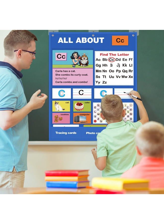 Joyreal Alphabet Learning Pocket Chart, Alphabet Wall Chart for Toddlers 1-3, Handwriting Practice Letter Tracing Circle Time Learning Center for Classroom, Preschool Classroom Must Haves XL35x 27" - Image 2