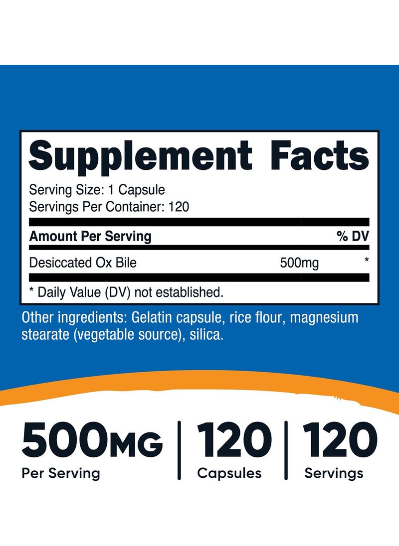 Nutricost - Ox Bile Capsules 500 Mg Per Serving 120 Capsules - Image 1
