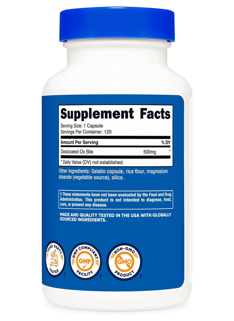 Nutricost - Ox Bile Capsules 500 Mg Per Serving 120 Capsules - Image 1