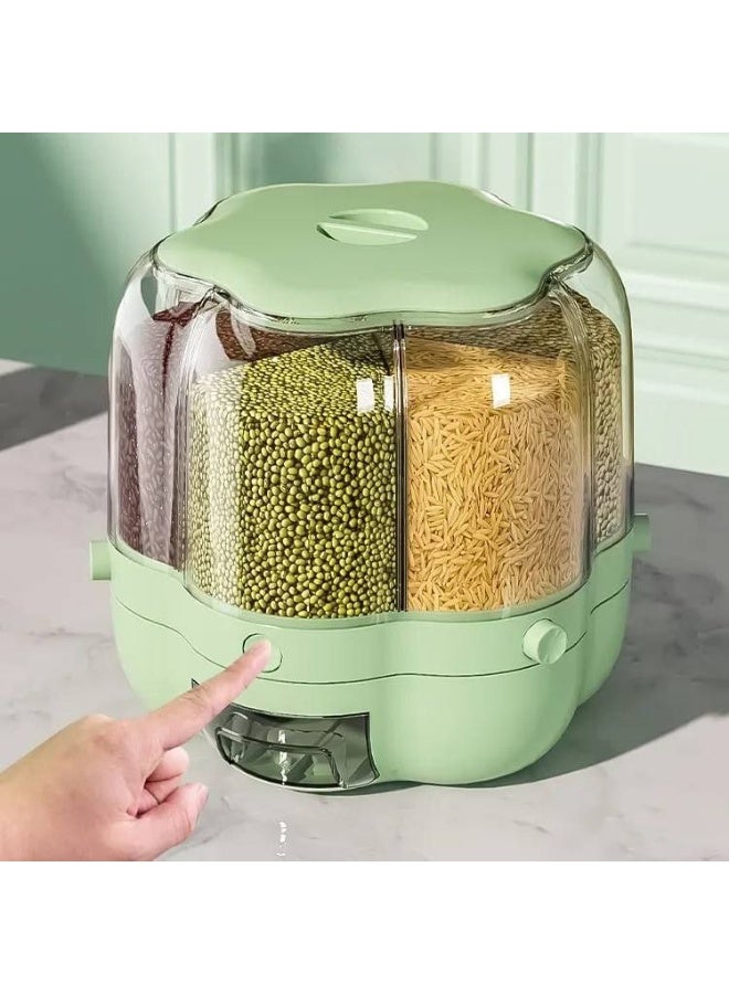 Crystal acrylic legume dispenser with 6 openings, holds up to 15 kg, with buttons for dispensing granules and equipped with a drawer. - Image 1