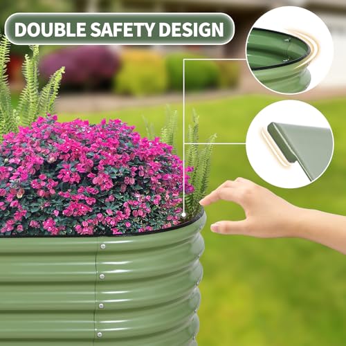 1MORE Galvanized Raised Garden Bed- Planter Garden Boxes Outdoor, Raised Beds for Gardening, 6x2x1.4ft Metal Garden Bed Kit for Vegetables Flower, Planter Raised Bed with Protective Tape & Tools.Green - Image 2