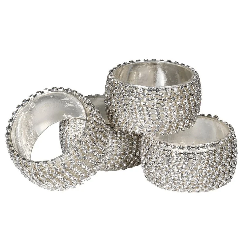 يسكن Dwell Diamante Napkin Ring Set Of 4 - Silver