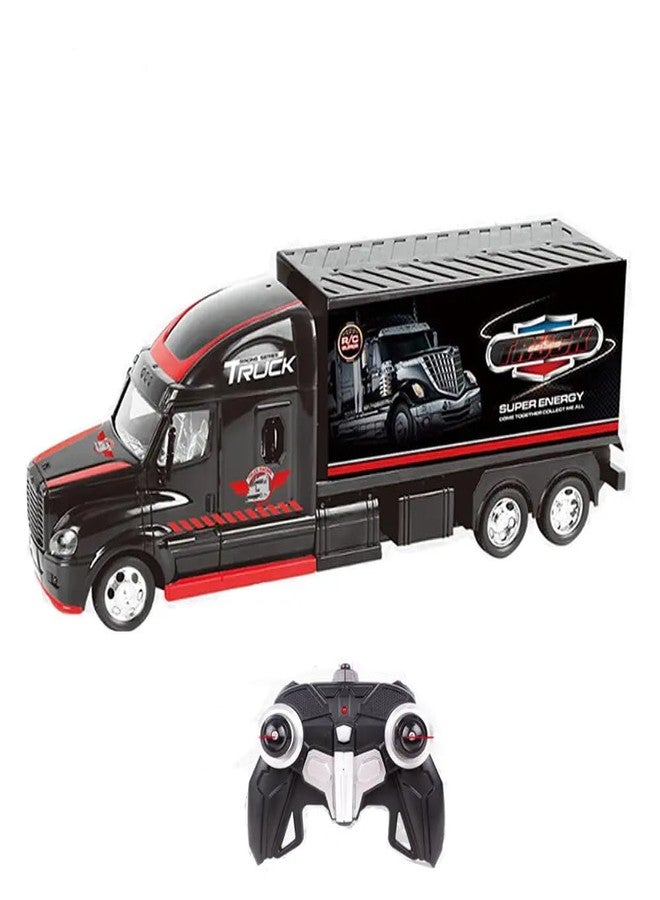 NVF لعبة شاحنة سباق NVF تعمل بالتحكم عن بعد - شاحنة نقل حاويات كبيرة مع وحدة تحكم، بمقياس 1:16، باللونين الأسود والأحمر، سيارة تحكم عن بعد قابلة لإعادة الشحن للأطفال، سرعة عالية، مزودة بإضاءة LED، هدية مثالية للأولاد - Image 5