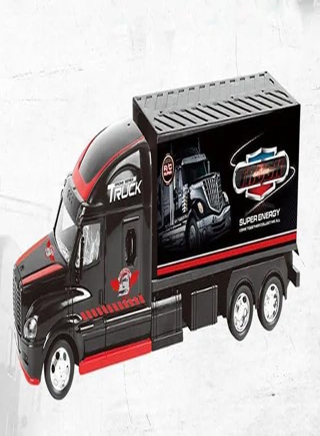 NVF لعبة شاحنة سباق NVF تعمل بالتحكم عن بعد - شاحنة نقل حاويات كبيرة مع وحدة تحكم، بمقياس 1:16، باللونين الأسود والأحمر، سيارة تحكم عن بعد قابلة لإعادة الشحن للأطفال، سرعة عالية، مزودة بإضاءة LED، هدية مثالية للأولاد - Image 4