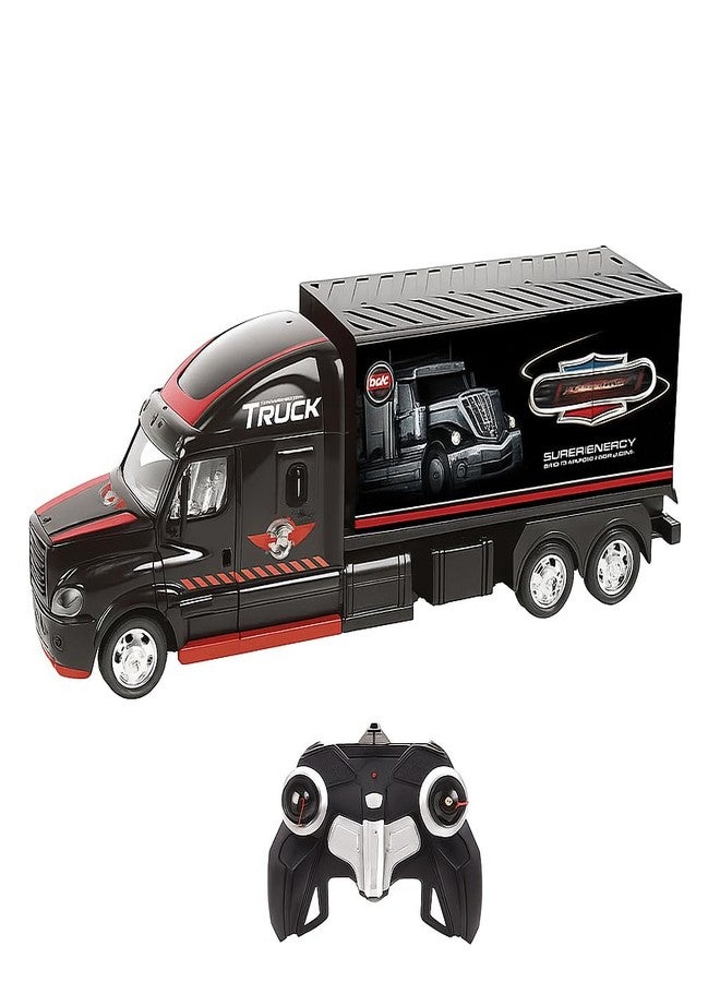 NVF لعبة شاحنة سباق NVF تعمل بالتحكم عن بعد - شاحنة نقل حاويات كبيرة مع وحدة تحكم، بمقياس 1:16، باللونين الأسود والأحمر، سيارة تحكم عن بعد قابلة لإعادة الشحن للأطفال، سرعة عالية، مزودة بإضاءة LED، هدية مثالية للأولاد - Image 1