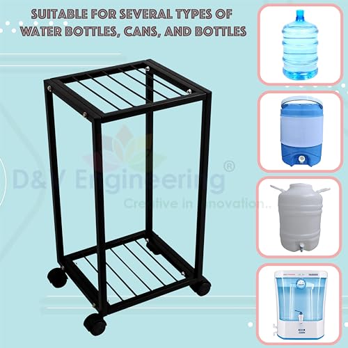 D&V ENGINEERING - Creative in innovation D&V Engineering 2 Tier Metal Water Dispenser Stand for 20~25 Litre Bottle, Cans or Jars with Wheels- Black - Image 5
