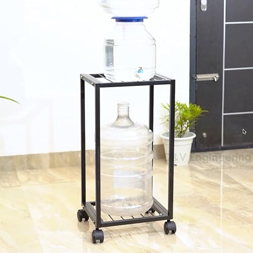 D&V ENGINEERING - Creative in innovation D&V Engineering 2 Tier Metal Water Dispenser Stand for 20~25 Litre Bottle, Cans or Jars with Wheels- Black - Image 2