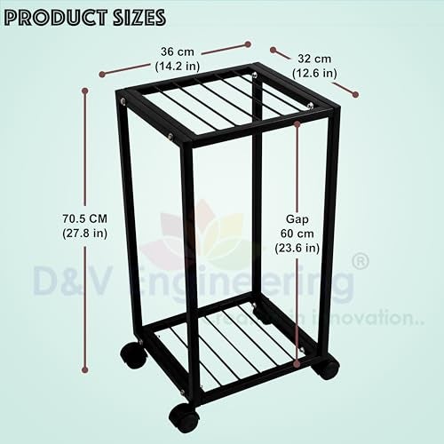 D&V ENGINEERING - Creative in innovation D&V Engineering 2 Tier Metal Water Dispenser Stand for 20~25 Litre Bottle, Cans or Jars with Wheels- Black - Image 3